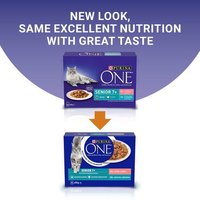 Purina One Senior 7+ Mini Fillets Salmon &amp;amp; Ocean Fish Wet Cat Food    8 x 85g