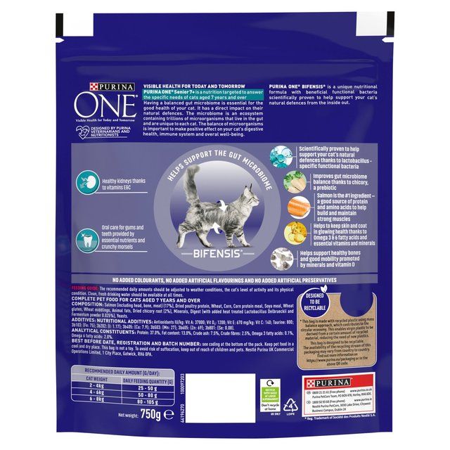 Purina One Senior 7+ Salmon Dry Cat Food   750g