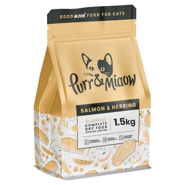 Purr &amp;amp; Miaow Natural Grain Free Salmon and Herring Adult Cat Food   1.5kg