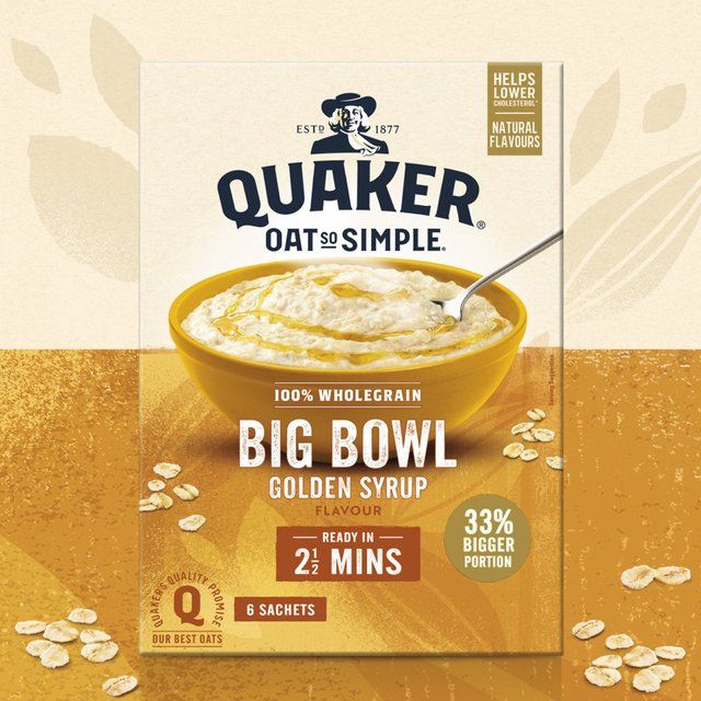 Quaker Oat So Simple Big Bowl Golden Syrup Porridge Φακελάκια Δημητριακά 6 ανά συσκευασία