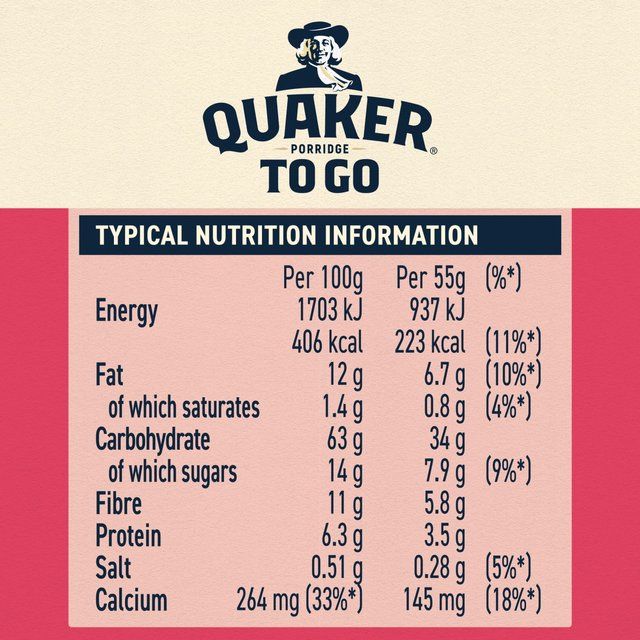 Quaker Porridge to Go Mixed Berries   2 per pack