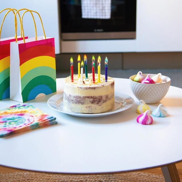 Rainbow Candles with Coloured Flames   12 per pack