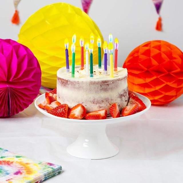Rainbow Candles with Coloured Flames   12 per pack