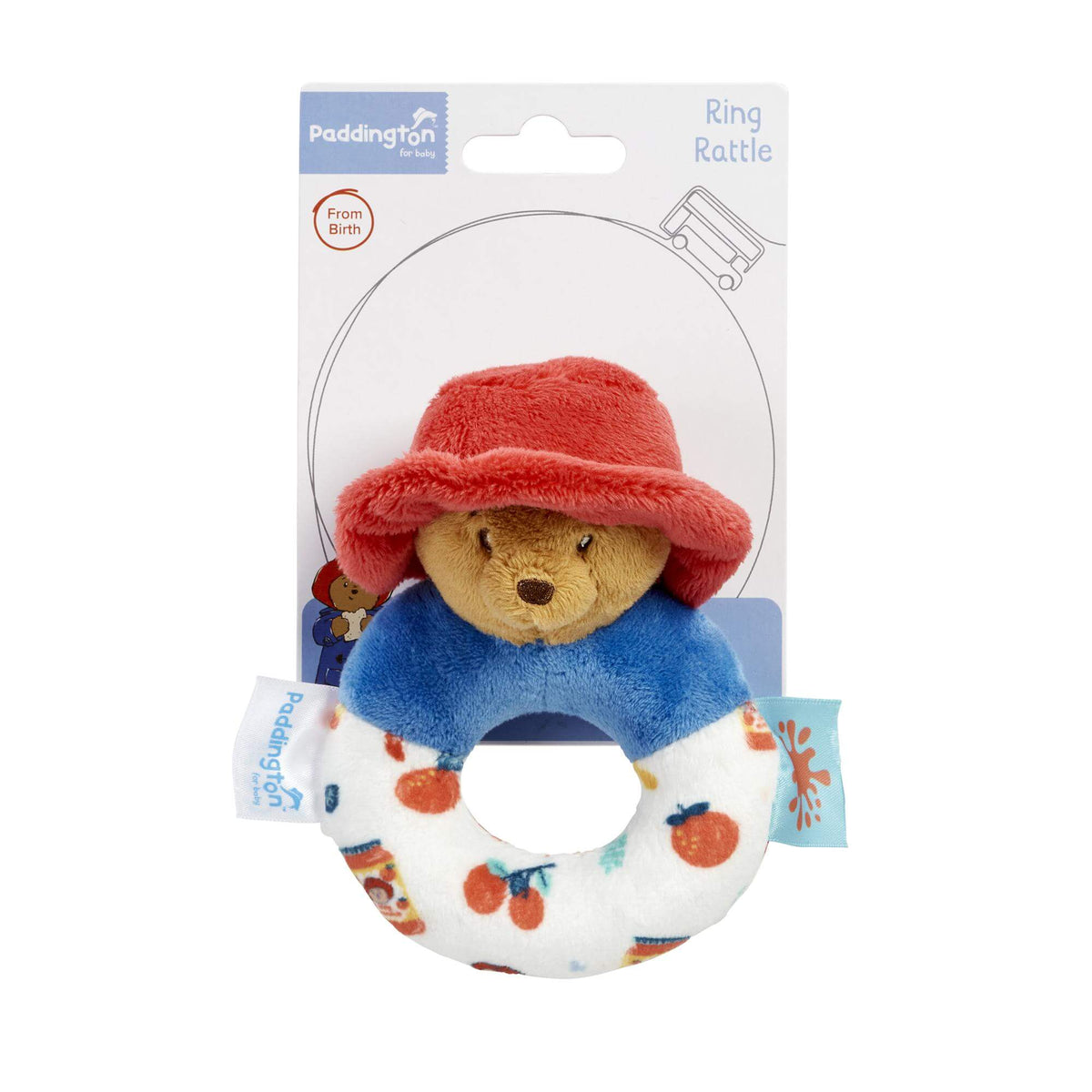 Paddington baby ring rattle soft plush blue ring, UK version
