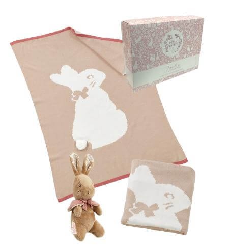 Peter Rabbit Flopsy Bunny knitted blanket with soft toy - British product