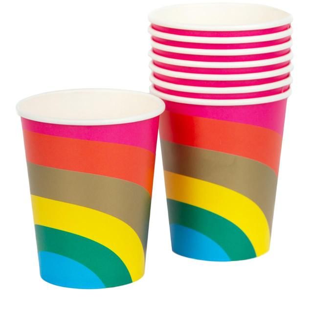 Rainbow újrahasznosítható papírból készült party poharak csomagonként 8 db