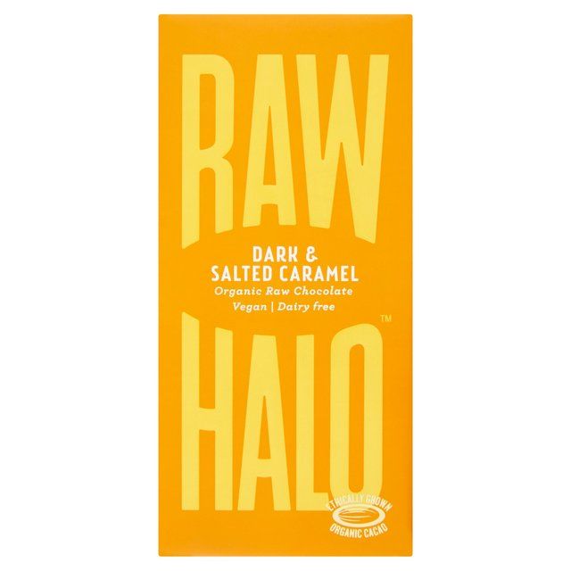 Raw Halo Vegan Dark &amp;amp; Salted Caramel Chocolate Bar   70g