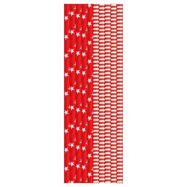 Red &amp;amp; White Recyclable Paper Straws   25 per pack