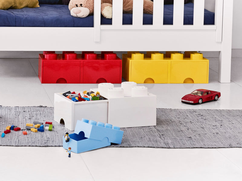 LEGO 8-Stud Red Storage Brick Drawer with 2 Drawers, imported from the UK