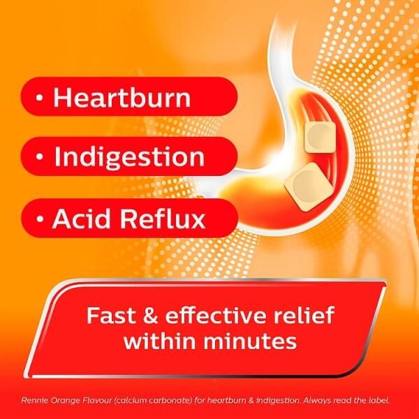 Rennie Orange Heartburn & Indigestion Relief 72 Tablets