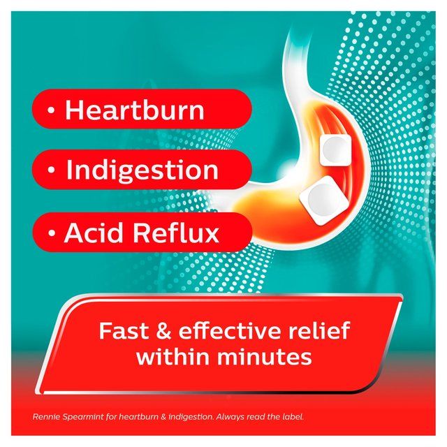 Rennie Spearmint Heartburn &amp;amp; Indigestion Relief Tablets   24 per pack