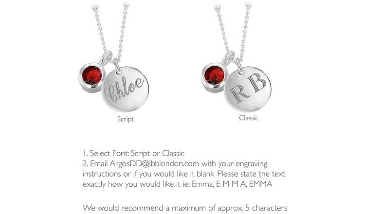 Revere Sterling Silver Personalised Pendant - July