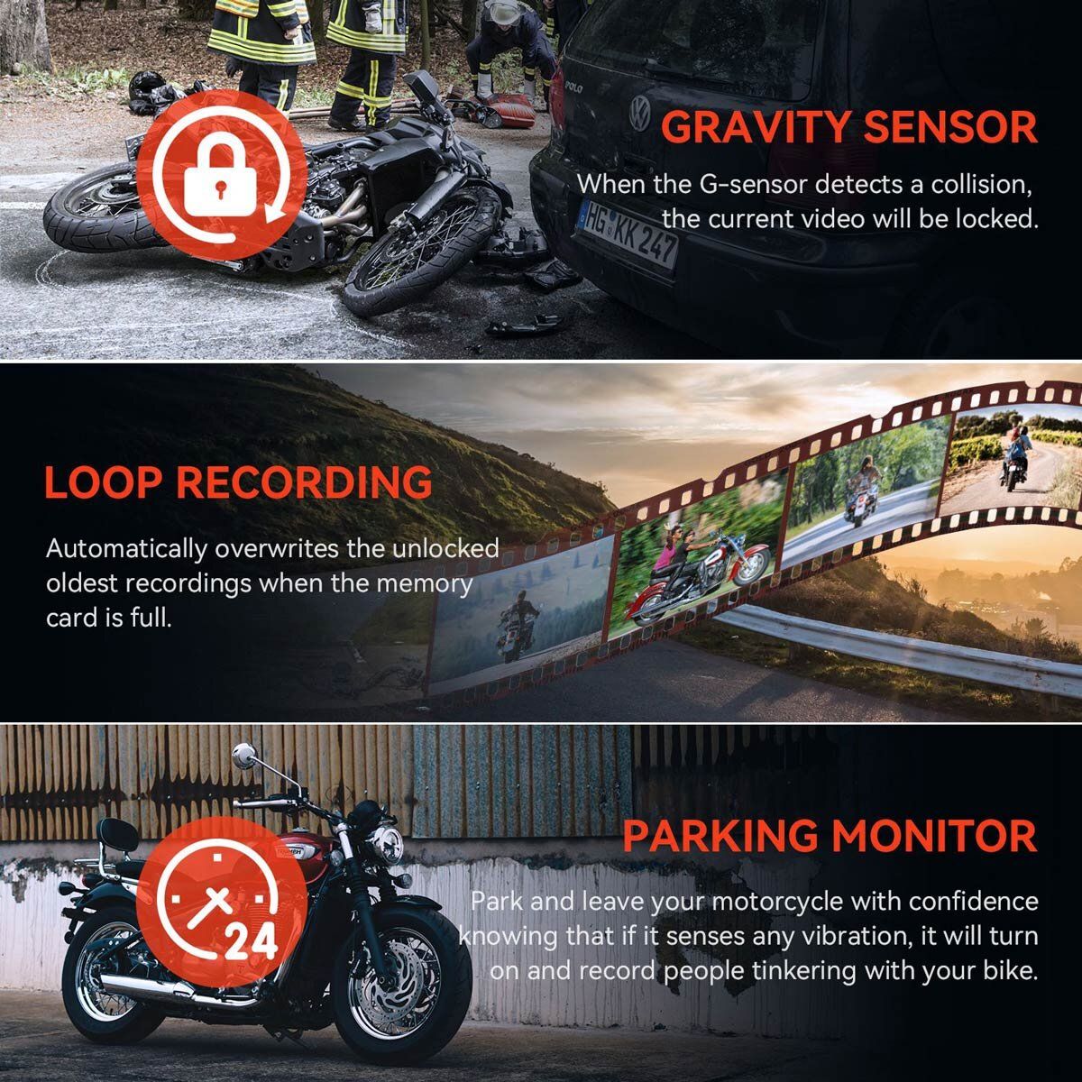 Rexing MTC1 Dual Camera Motorcycle Dash Cam Bundle