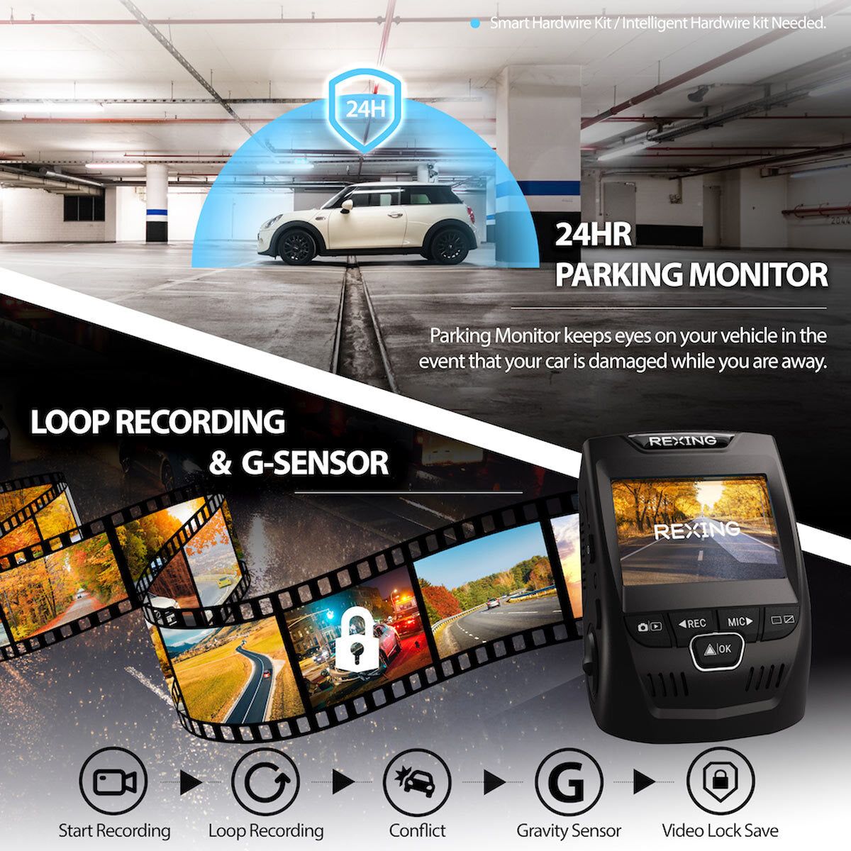 Rexing V1PGW-4k Dual Channel Dash Cam
