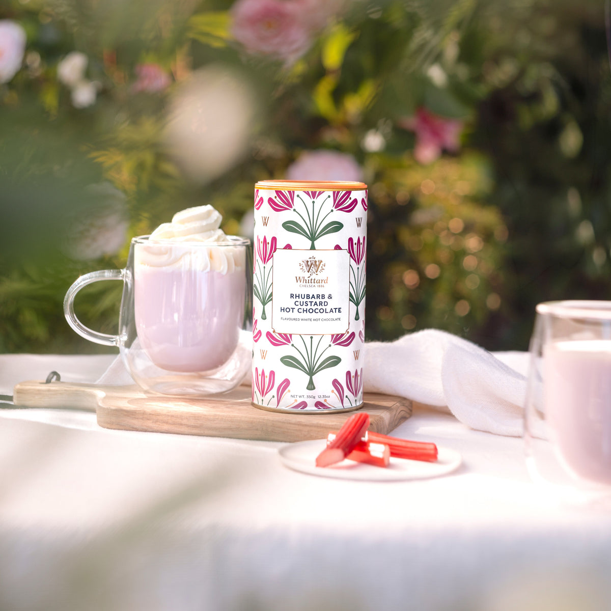 Whittard Rhubarb Custard hot chocolate powder 350g, imported from the UK
