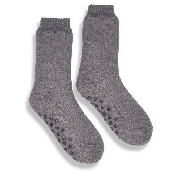 Ribbon Adult Eskimo Style Fleece Socks (4-7) Grey