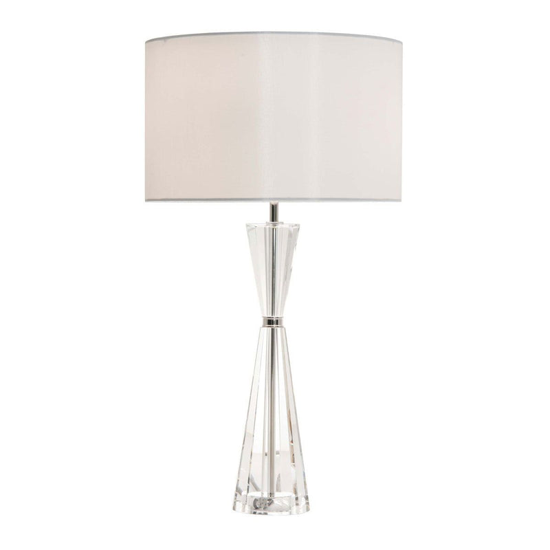 Risha Crystal Table Lamp with Ivory Faux Silk Shade