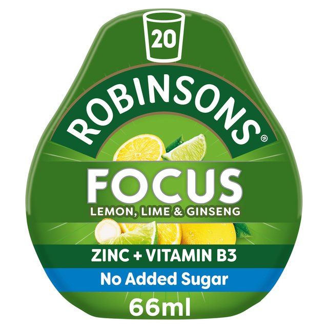 Robinsons Mini Focus Lemon Lime &amp;amp; Ginseng No Added Sugar Squash   66ml
