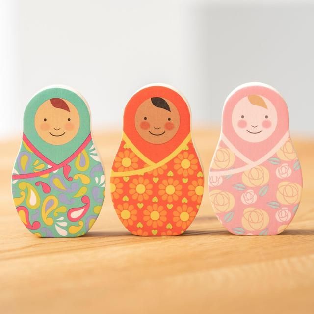 Rosa &amp;amp; Bo Wooden Play Set Characters Little Girls for Toddlers