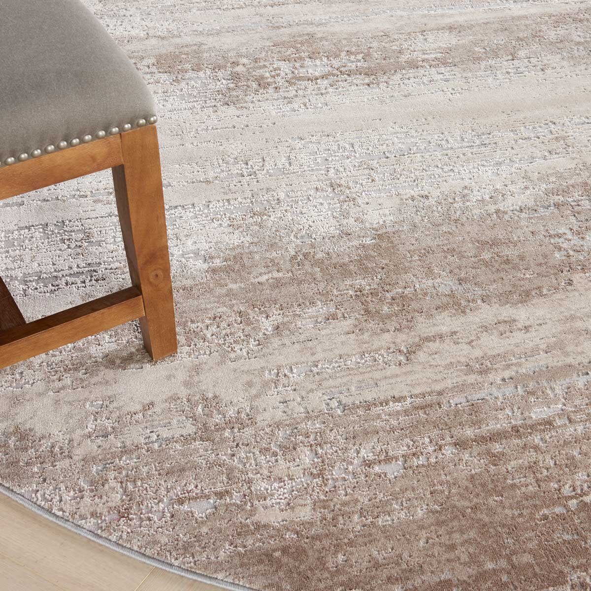 Rustic Textures Blended Beige Circle Rug, 160cm