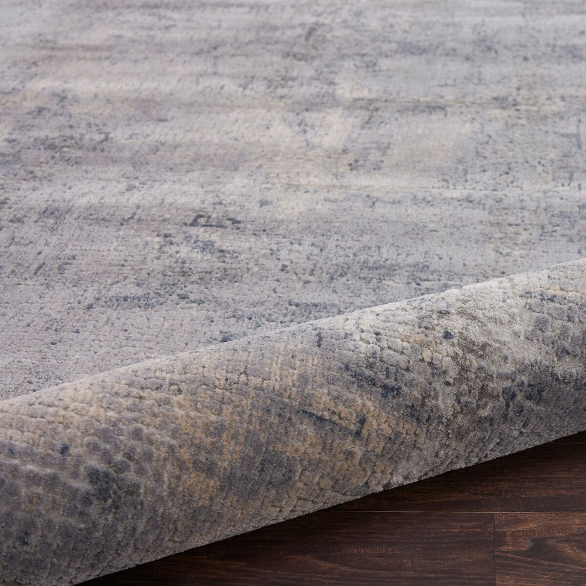 Rustic Textures Faded Blue Circle Rug, 160 cm