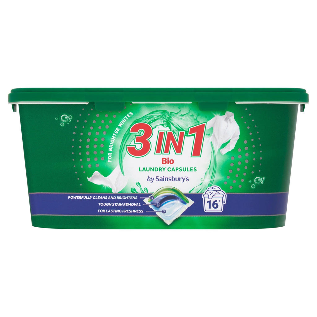Sainsbury's 3 In 1 Bio Laundry Capsules 16 Washes