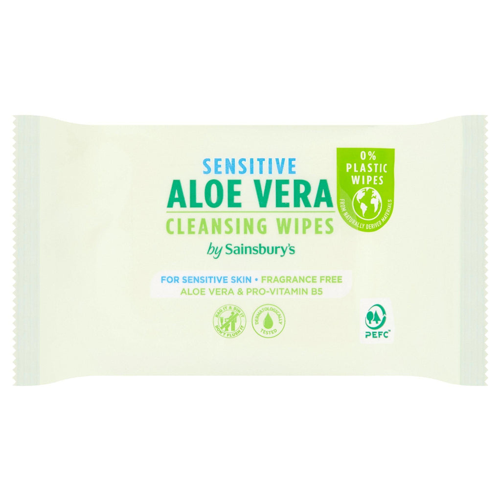Sainsbury's Sensitive Aloe Vera Cleansing Wipes x24