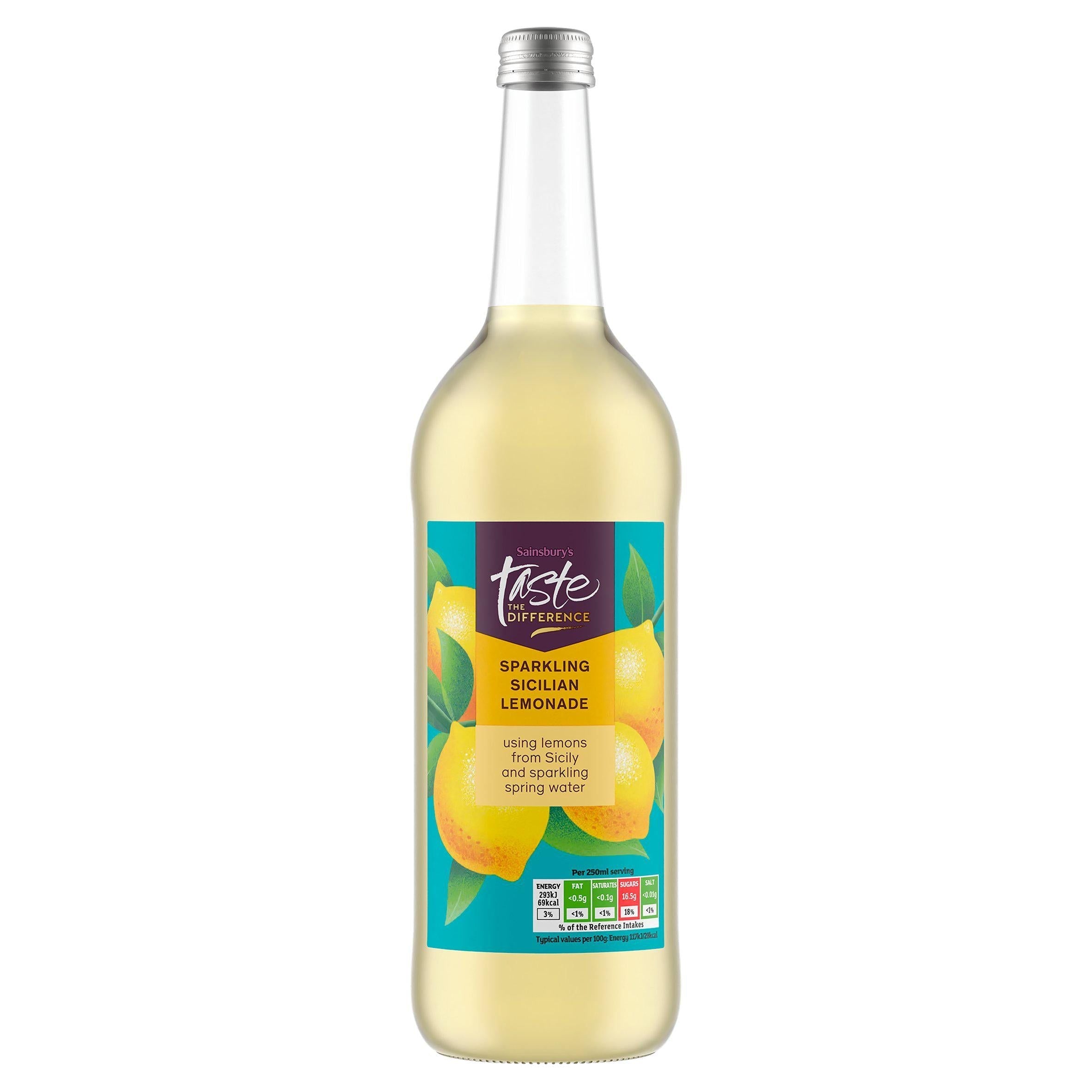 Sainsbury's Sicilian Lemonade, Sparkling, Taste the Difference 75cl (Sugar levy applied)