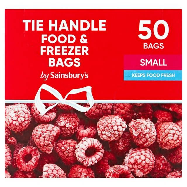 Sainsbury's Pieni, solmittavalla kahvalla varustettu ruoka- ja pakastuspussi, 50 kpl