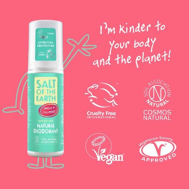 Salt of the Earth Melon &amp;amp; Cucumber Natural Deodorant Spray   100ml