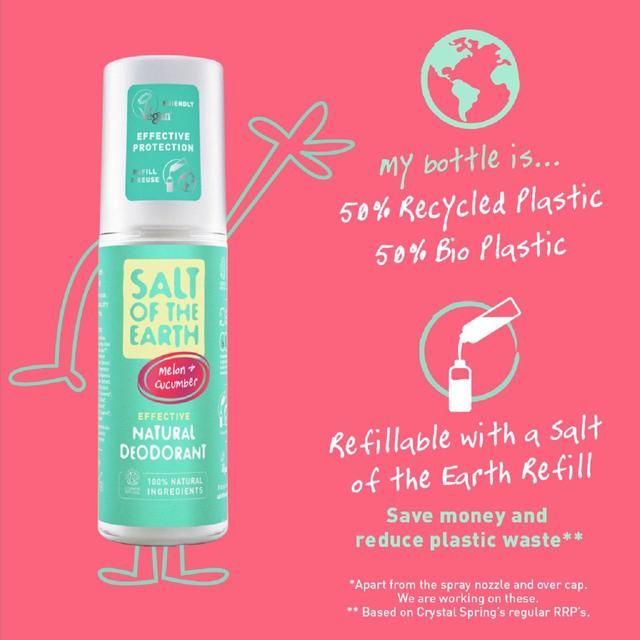 Salt of the Earth Melon &amp;amp; Cucumber Natural Deodorant Spray   100ml