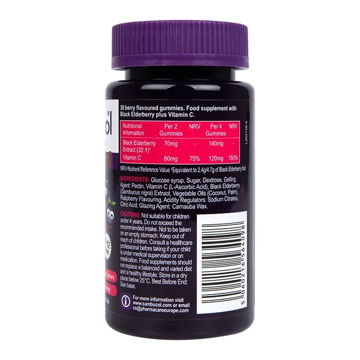 Sambucol 4-12-vuotiaille lapsille + C-vitamiini Black Elderberry 30 kumeja