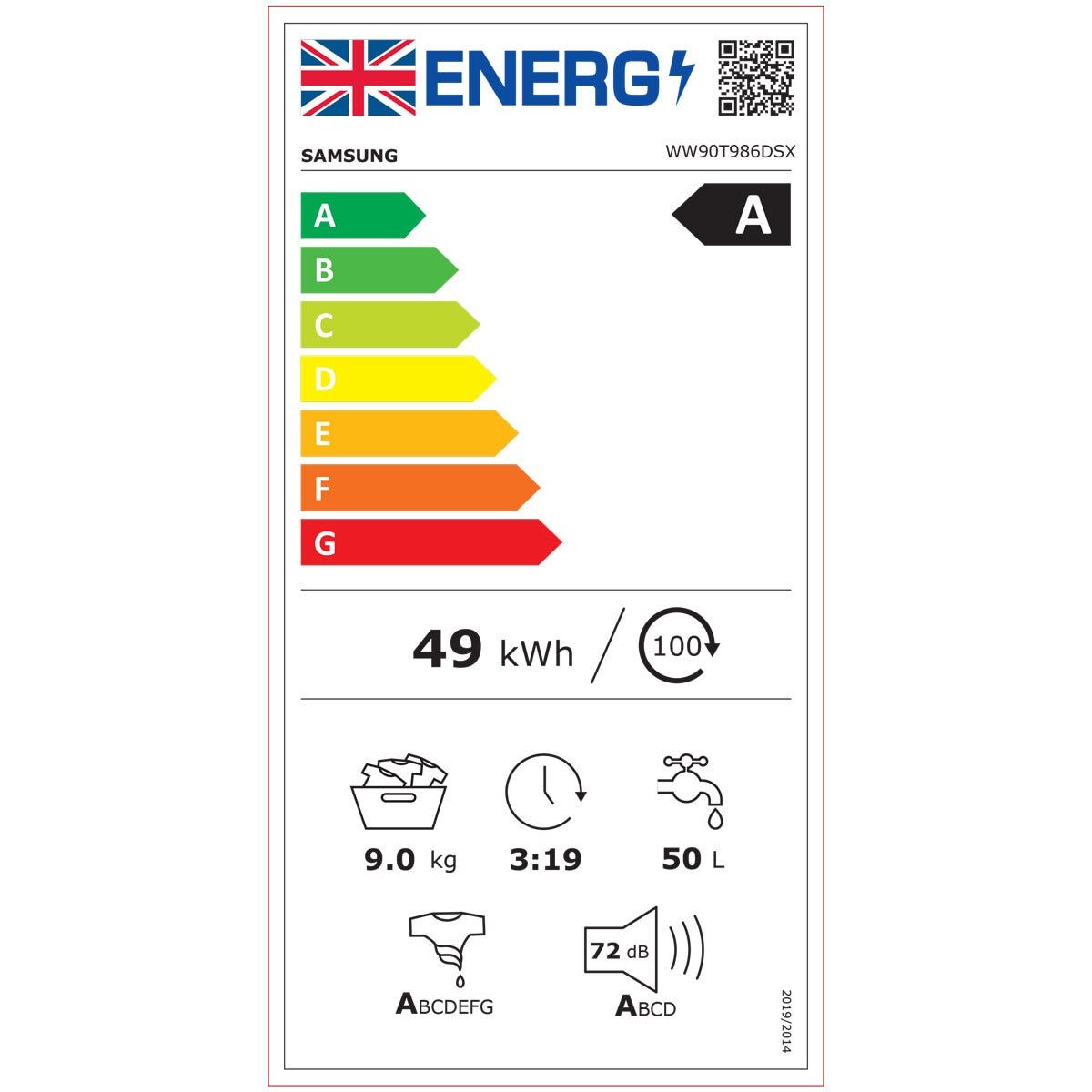 Samsung Series 9 QuickDrive&amp;trade; WW90T986DSX/S1, 9kg, 1600rpm, Washing Machine, A Rated in Graphite