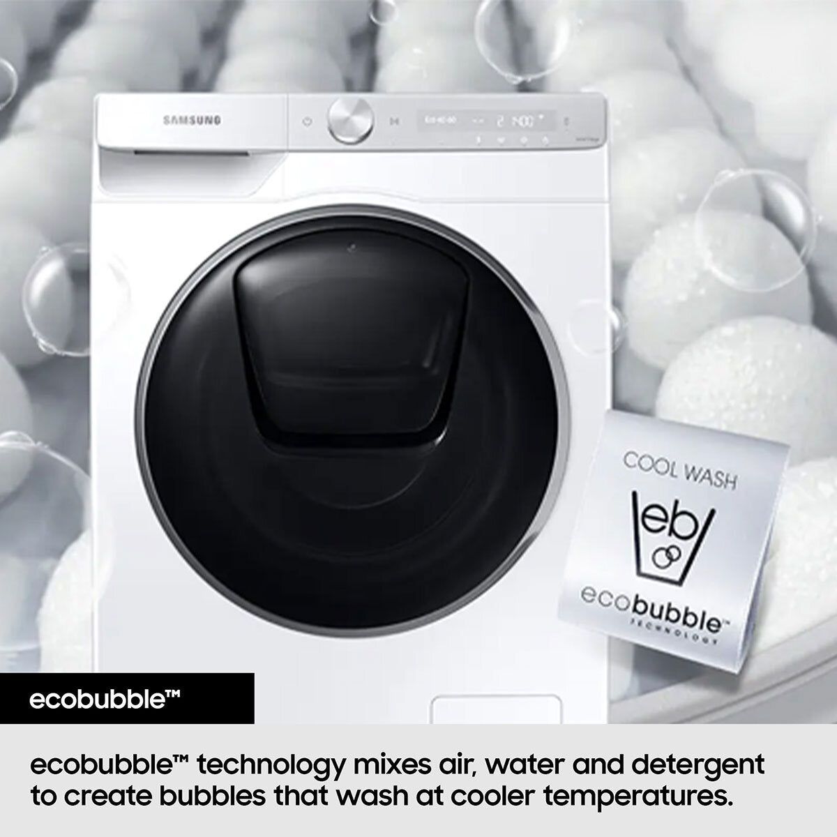 Samsung WD11DG5B15BEEU 11/6kg Washer Dryer, D Rated in White