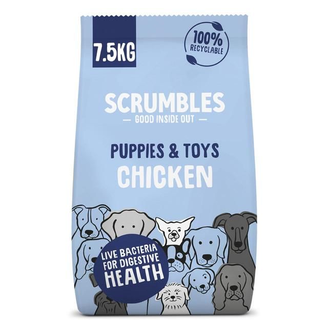 Scrumbles Gluten free Puppies &amp;amp; Toys Chicken Dry Dog Food   7.5kg
