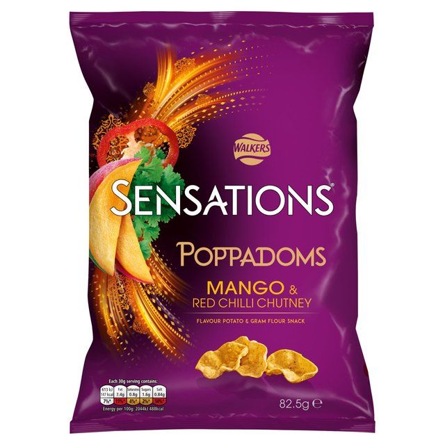 Sensations Mango &amp;amp; Chilli Chutney Sharing Bag Poppadoms   82.5g