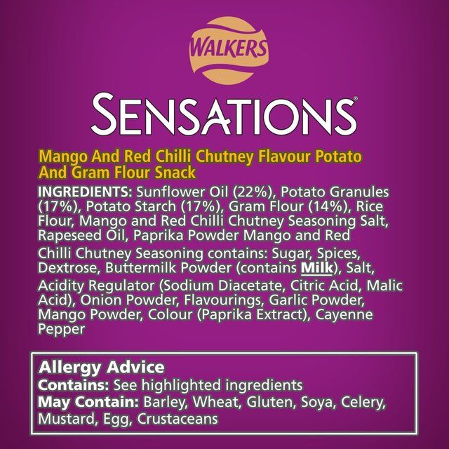 Sensations Mango &amp;amp; Chilli Chutney Sharing Bag Poppadoms   82.5g