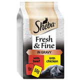 Sheba Fresh &amp;amp; Fine Wet Cat Food Pouches Beef &amp;amp; Chicken in Gravy