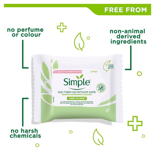 Simple Kind to Skin Eye Make Up Remover Pads   30 per pack
