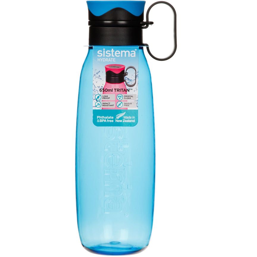 Sistema Hydrate 645ml Tritan Hourglass Bottle (Colours Vary)