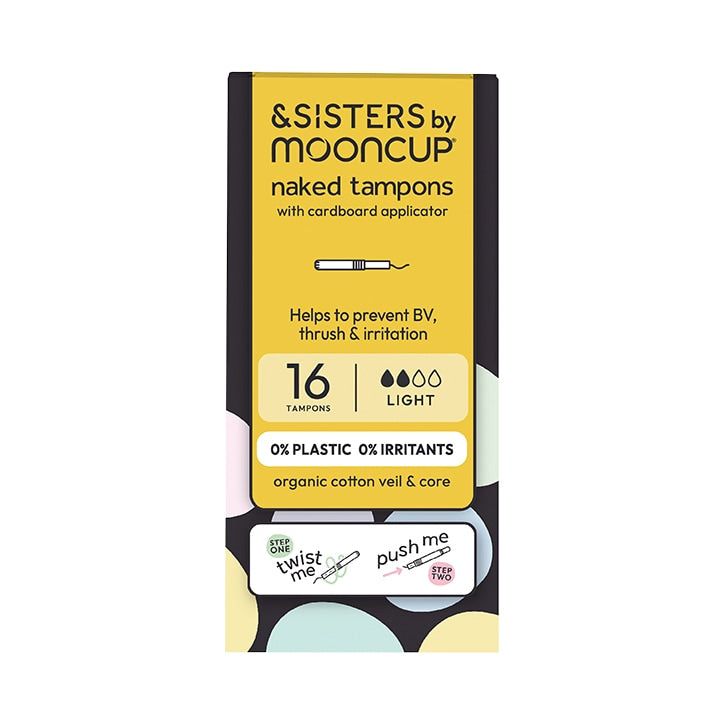 &SISTERS by Mooncup Organic Cotton Tampons with Eco Applicator - Light 16 Pack