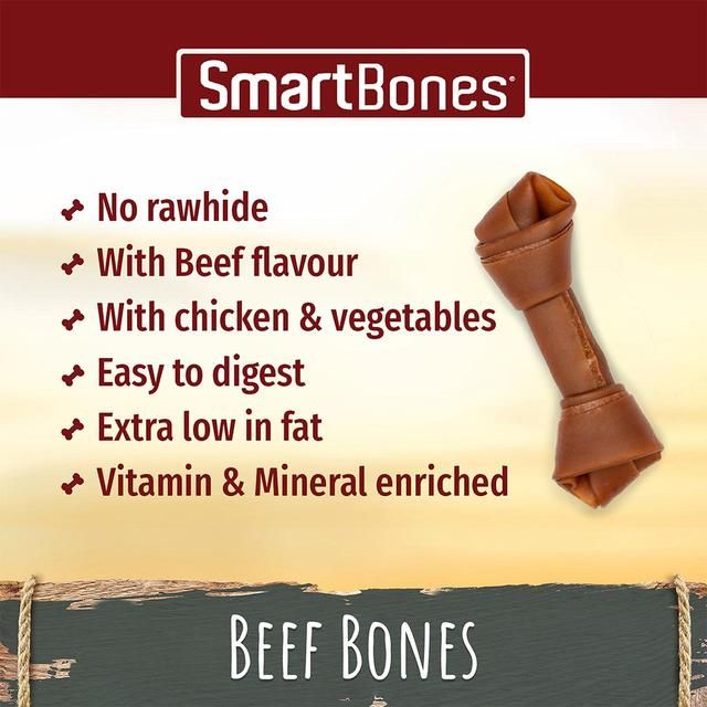SmartBones 2 Medium Beef Rawhide Free Bone Dog Treats   158g
