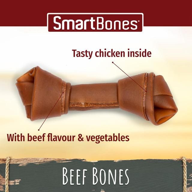 SmartBones 2 Medium Beef Rawhide Free Bone Dog Treats   158g