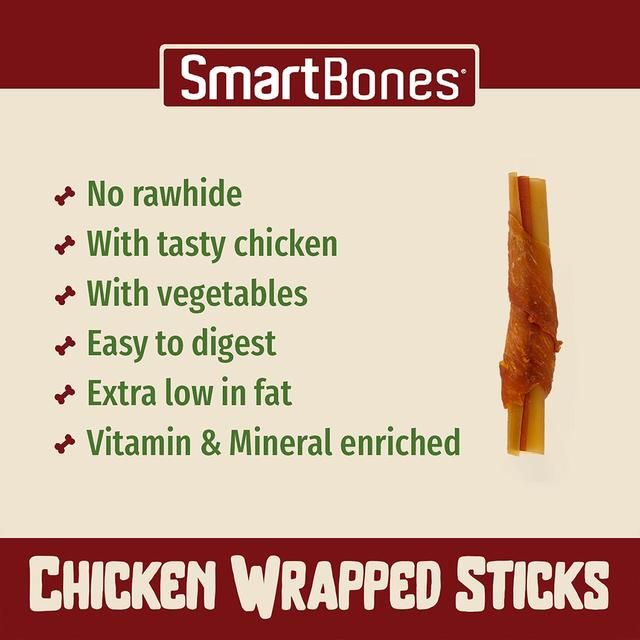 SmartBones 9 Mini Chicken Wrapped Rawhide Free Sticks Dog Treats   9 per pack