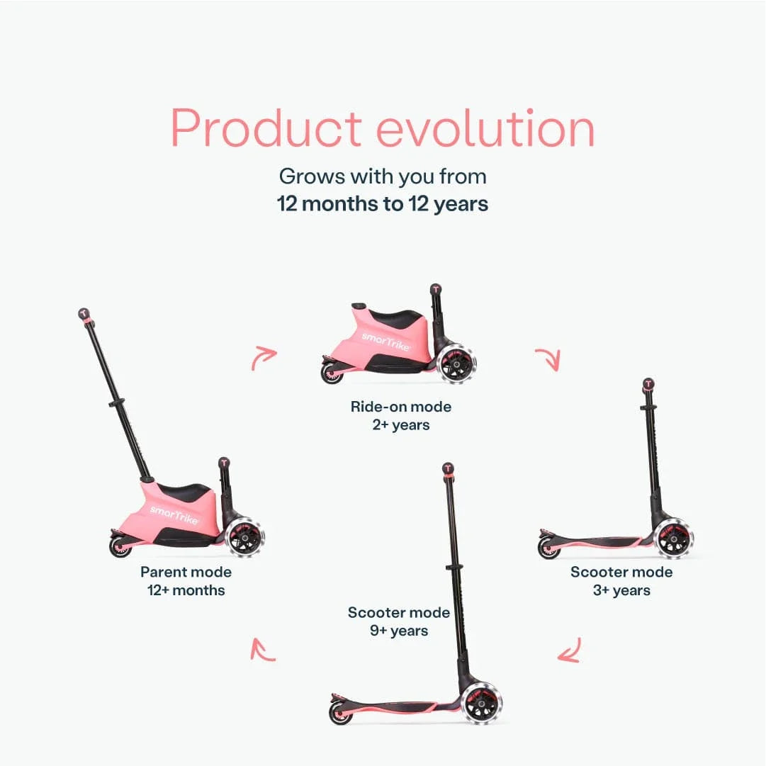 smarTrike Xtend ride on scooter salmon, UK version