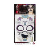 Smiffys Day of the Dead Face Tattoo Transfer Kit Red &amp;amp; Black