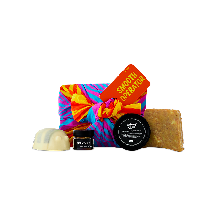 LUSH Smooth Operator gift set with organic cotton Knot Wrap (British brand)