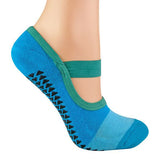 Sock Snob 2 Pairs Ladies Non Slip Yoga Socks 4-8 UK Blue / 2EA