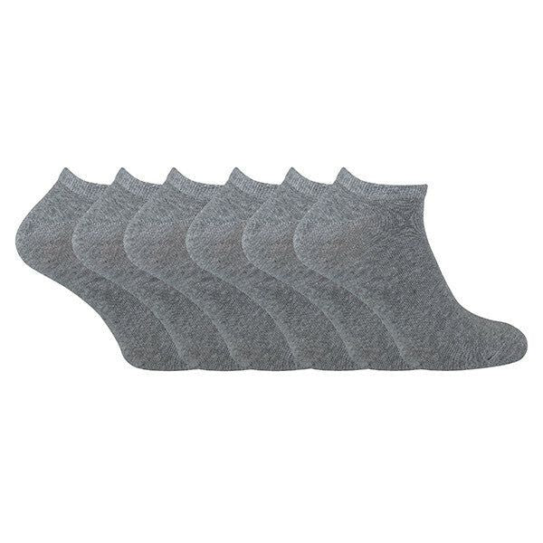 Sock Snob 6 Pairs Cotton Rich Trainer Socks 6-11 UK Grey / 6EA