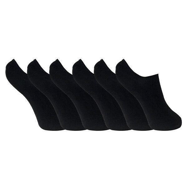 Sock Snob 6 Pk Ladies Bamboo Invisible Trainer Liner 4-7 UK Black